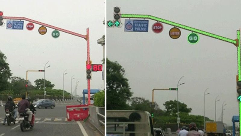 New traffic signal in Japan style...introduced chennai