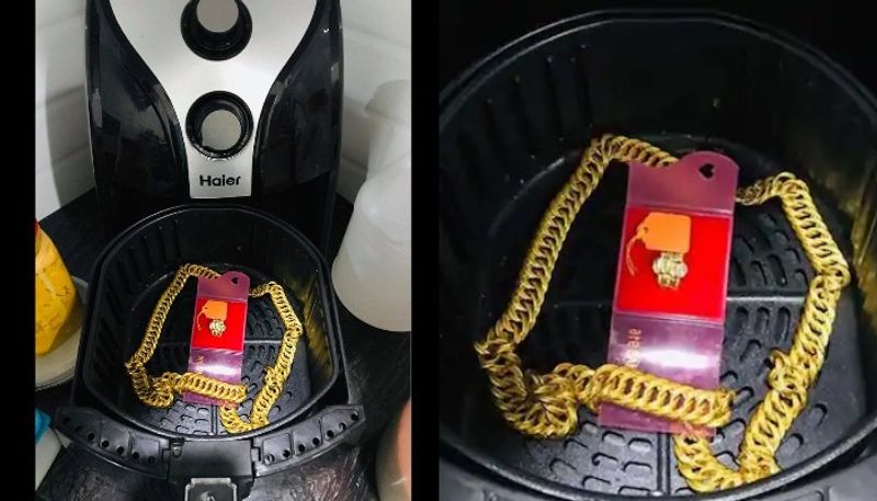 woman finds gold chain in air fryer husband hid 2 month ago to surprise