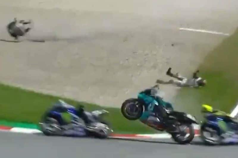 Valentino Rossi had a narrow escape after a collision between two other riders Austrian Grand Prix