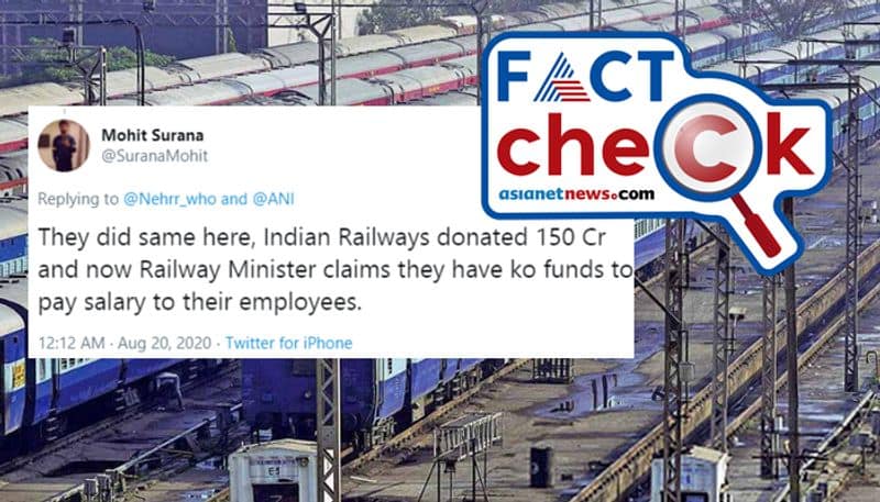 fact check on Railways holding salaries and pensions of employees