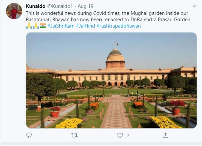 is it Mughal Gardens at Rashtrapati Bhavan renamed as dr rajendra prasad garden