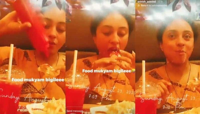 srinish shared video of pregnanat pearle eating food