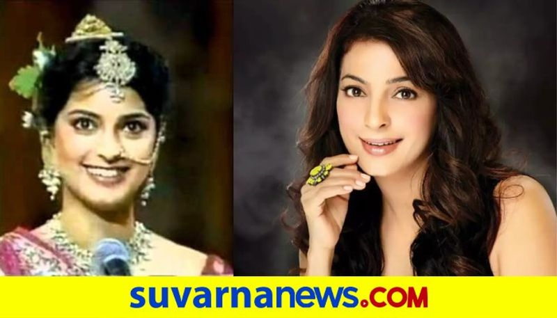 actress juhi chawla won the national costume round at miss universe in traditional lehenga and nose ring