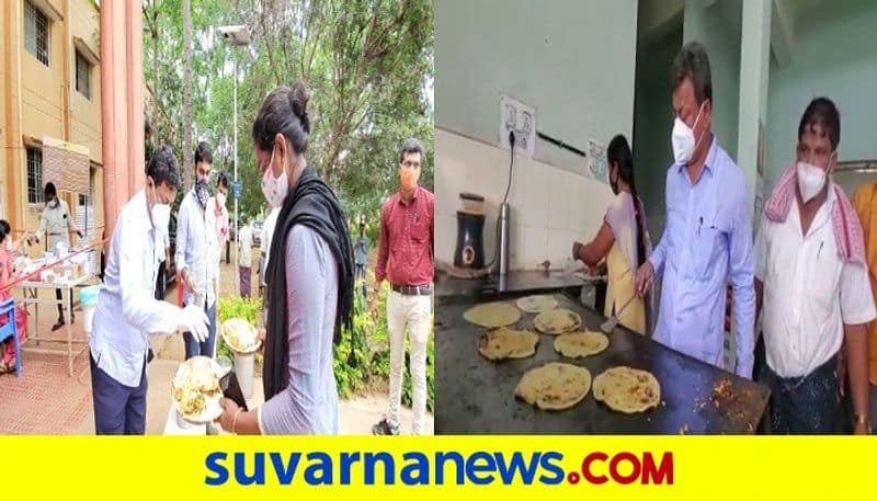 BJP MLA mp renukacharya provided meals In covid care center at davanagere