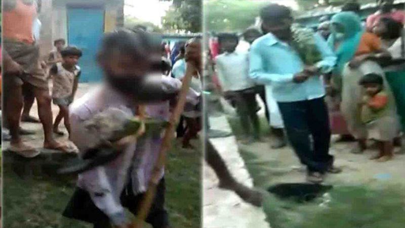 Young couple garlanded with tyres, paraded in village for eloping Madhya Pradesh mah