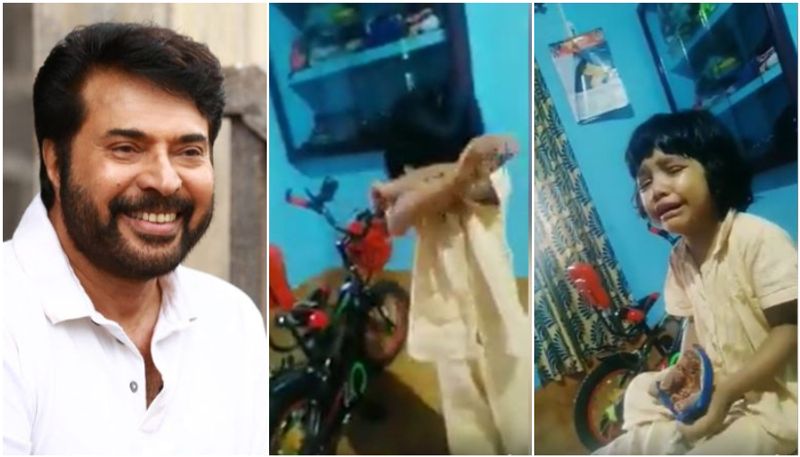 viral video of child fan of mammootty crying