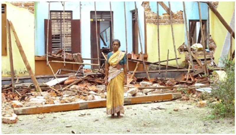 house of old woman collapsed in heavy rain