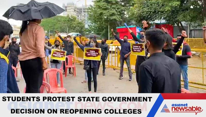 Bengaluru Students protest decision on reopening colleges without MHA and UGC guidelines-snj