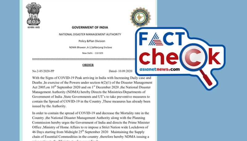 reality of circular from claim National Disaster Management Authority  directed  re-impose a nationwide lockdown