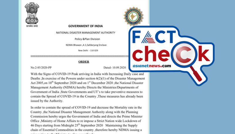 reality of circular from claim National Disaster Management Authority  directed  re-impose a nationwide lockdown