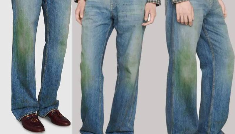 Gucci jeans with fake grass stains