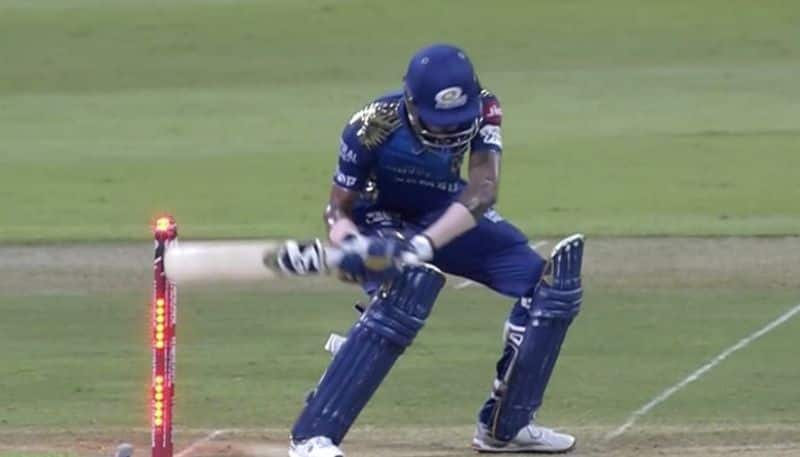 ipl 2020 kkr vs mi hardik pandya gets hit wicket twitter reactions