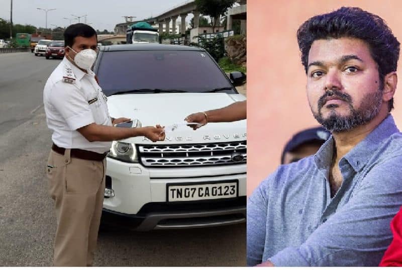 Police fined Tamil actor vijay car which purchased by lawyer for tinted glass in Bengaluru