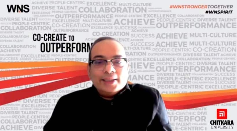 WNS Global Services CEO Keshav R Murugesh interacts with Chitkara University students on corporate world