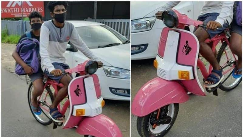 intermediate student sooraj made a variety cycle in mannar kerala