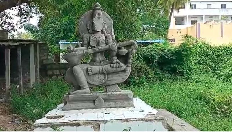 lord saraswathi statue damaged in guntur