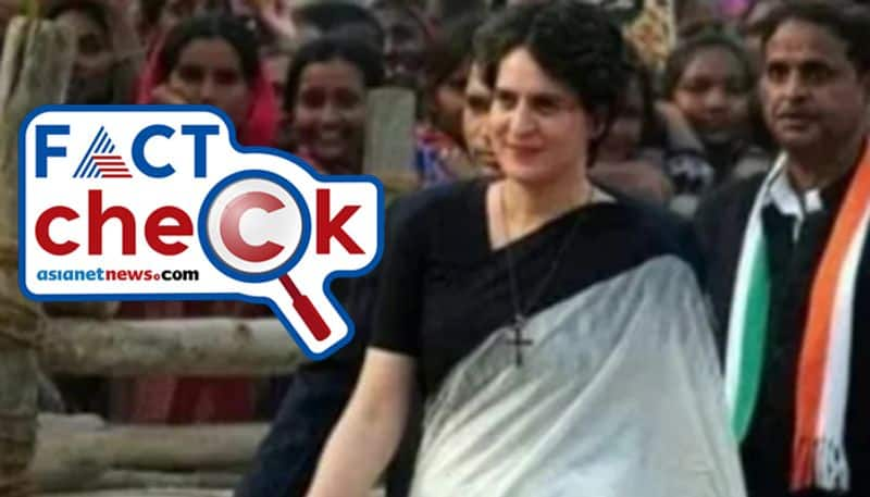 reality of image went viral in which Priyanka gandhi wearing cross in chain