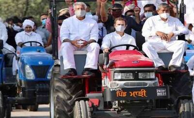 खुद ट्रैक्टर चलाकर हरियाणा पहुंचे राहुल, तस्वीरों में देखिए दादा-पोते का इस्तीफा मांगने उमड़ी भीड़