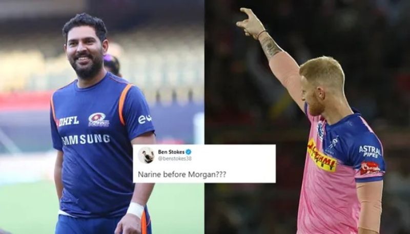 IPL 2020 Yuvraj Singh roasts Ben Stokes for questioning narine premotion over  morgan