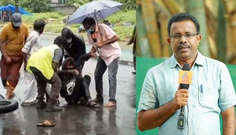 watch video accident while news reporting reporter helps injured people