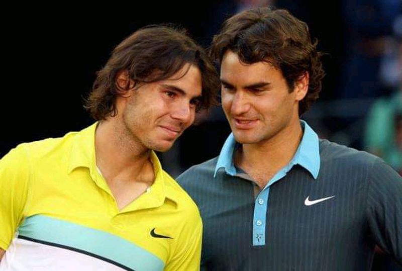 Rafael Nadal and Roger Federer playing together in laver cup 2022