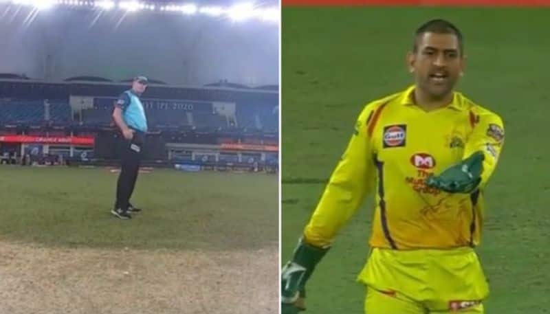 IPL 2020 fan trolls after dhoni angry after umpire tried call a wide