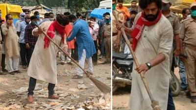 जब शूटिंग के दौरान सड़क पर दिखी गंदगी तो खुद ही झाड़ू लगाने लगे सांसद रवि किशन, दी ये नसीहत