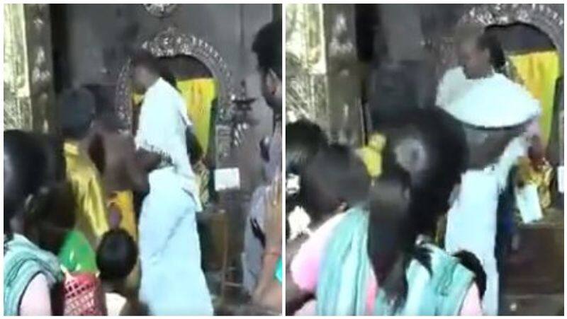 Go to the sanctum sanctorum of the Amman temple and attack the priest ... DMK official atrocity ..!