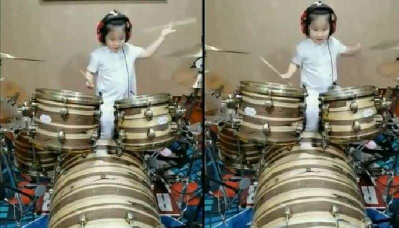 5 year old girl playing drums goes viral