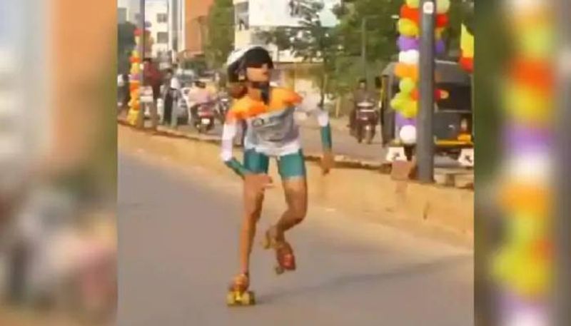 girl roller skates blindfolded record title