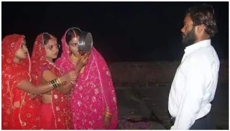 three up Sisters Married to The Same Man Observe Karwa Chauth For The Husband They Share