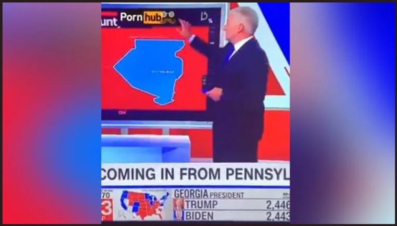 Fact Check No Pornhub logo did not appear on CNN during the US poll coverage