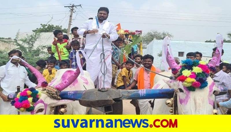 MLA Basavaraj Dadesuguru Bullock Cart Photos grg