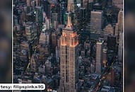 Diwali United States iconic Empire Building lit up in orange lights