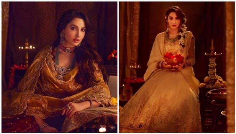 Nora Fatehi in regal gold lehenga choli will take your breath away