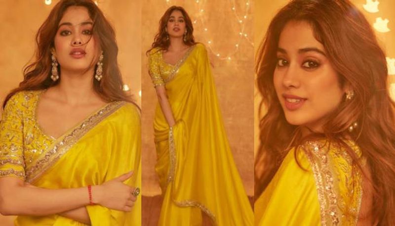 Janhvi Kapoor in classic yellow saree