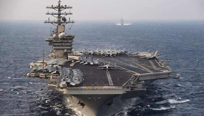 <p>The aircraft carrier USS Nimitz (CVN 68) steams ahead of the guided-missile cruiser USS Princeton (CG 59) while participating in Malabar 2020 in the North Arabian Sea. Malabar 2020 is the latest in a continuing series of exercises that has grown in scope and complexity over the years to address the variety of shared threats to maritime security in the Indo-Asia Pacific where the U.S. Navy has patrolled for more than 70 years promoting regional peace and security. Nimitz Carrier Strike Group is currently deployed to the 7th Fleet area of operations in support of a free and open Indo-Pacific. (U.S. Navy photo by Mass Communication Specialist 3rd Class Elliot Schaudt/Released)</p>
