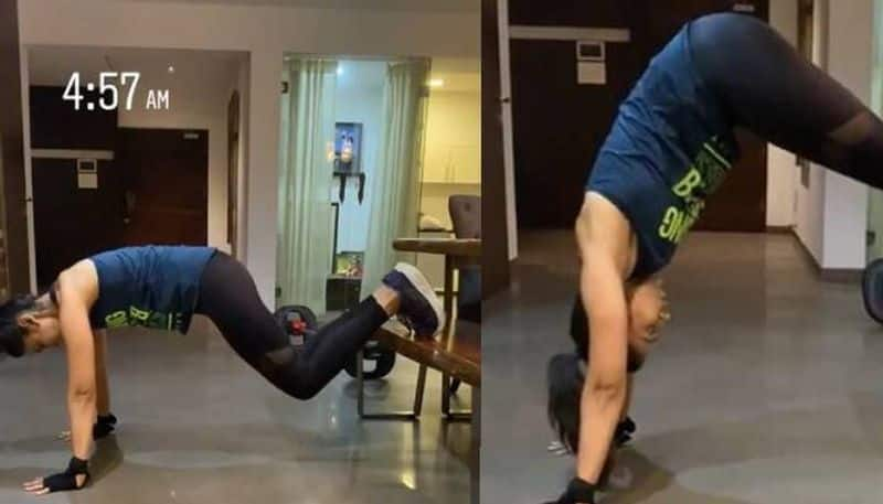 Rakul Preet Singh shows how to do leg extension without machine