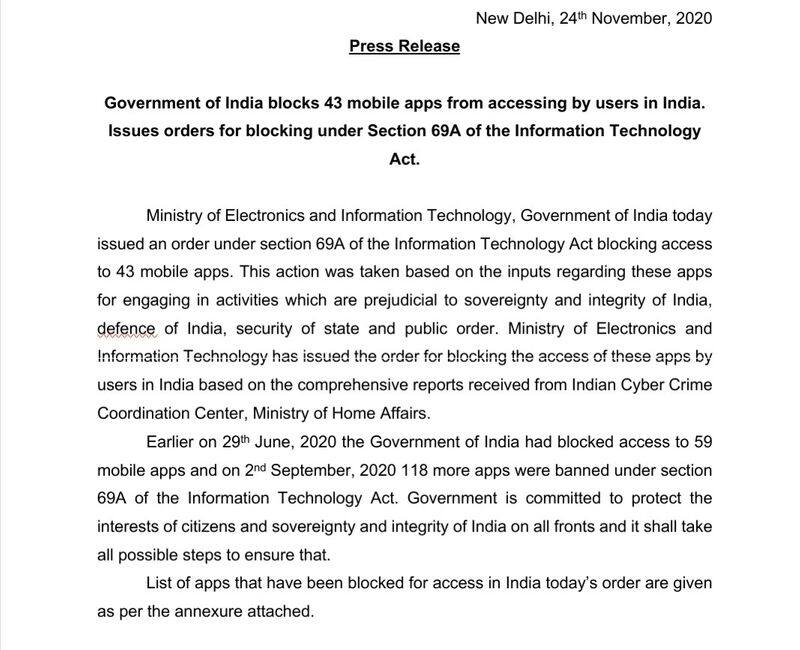 India ban 43 china mobile app engaged in activities prejudicial to India sovereignty integrity ckm