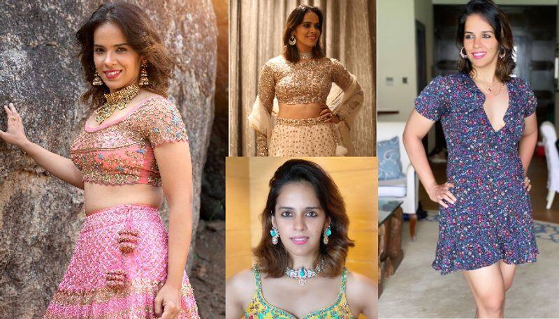 Indian badminton star saina nehwal navel show in lehenga, Saina shares in social media CRA