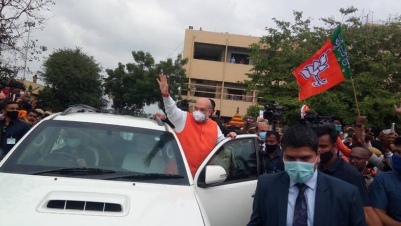 Home minister Amit Shah holds roadshow, says will transform Hyderabad into world class IT hub