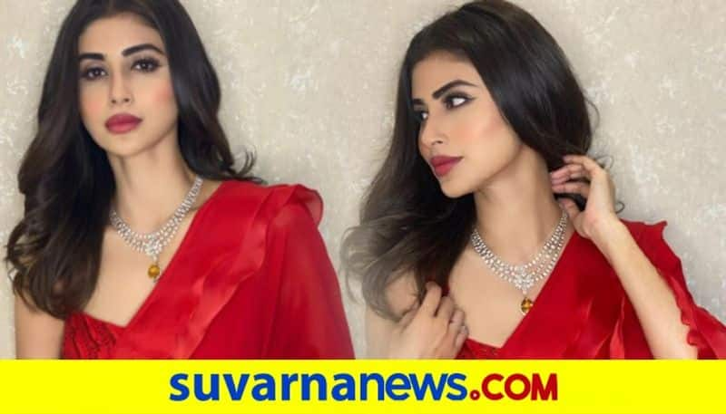 Mouni Roy in Rs 30k ruffled saree paints the Internet a lovely red dpl