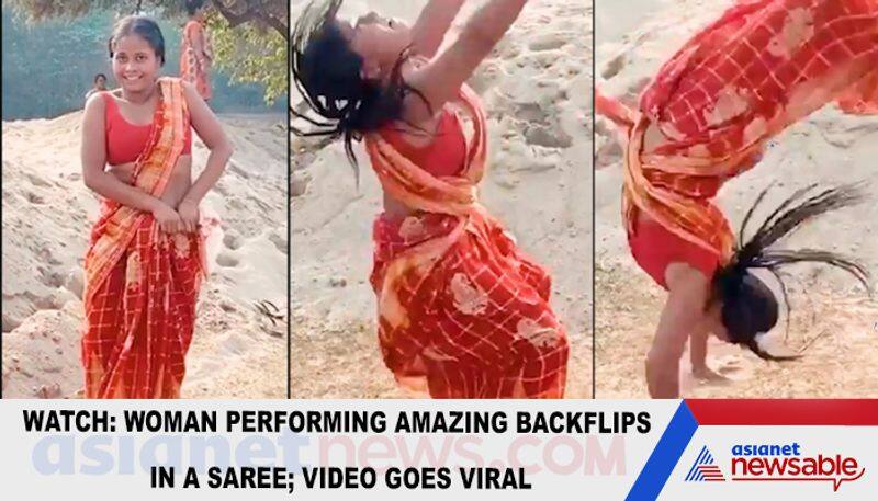 Watch Woman performs amazing backflips in saree; video goes viral-tgy