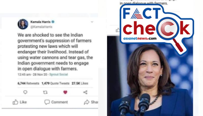 reality of claim Kamala Harris tweeted in support for farmer protest in india