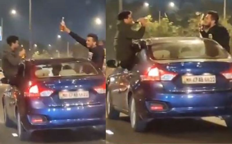 Mumbai police arrest 3 youths for drunken stunt while driving in public road ckm