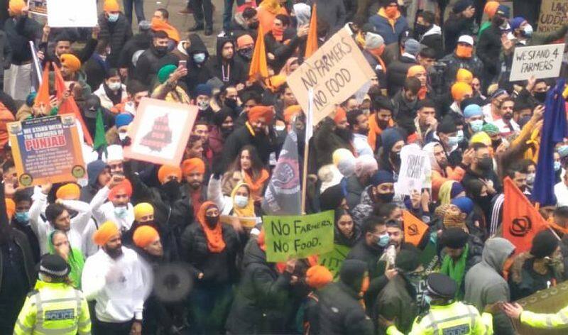 farmer protest Khalistan flag Indian mission in London-VPN