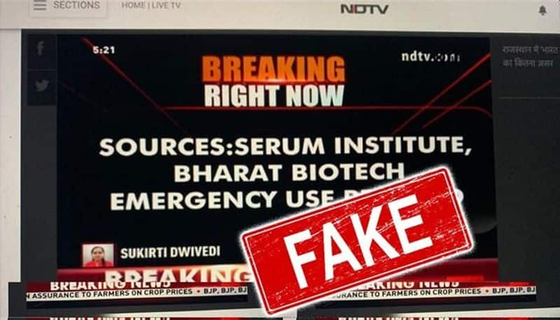 Fake news NDTV Serum Institute Bharat Biotech vaccines CDSCO-VPN