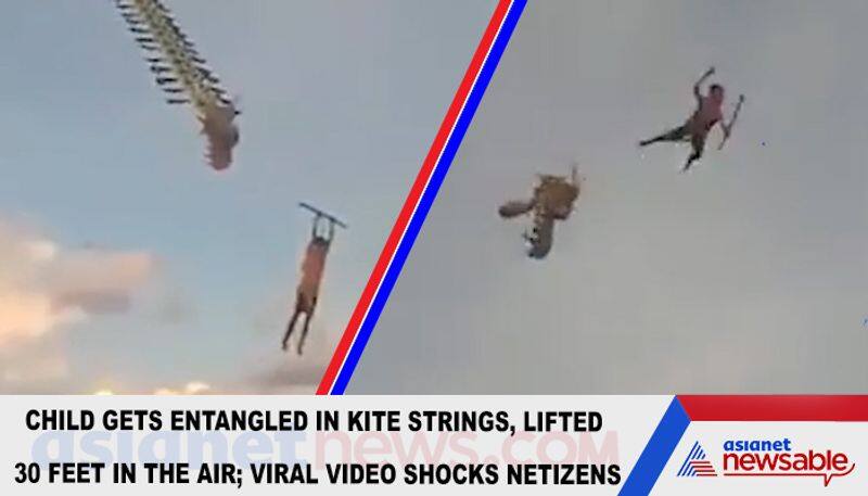 Child gets entangled in kite strings, lifted 30 feet in the air; Viral video shocks netizens-TGY