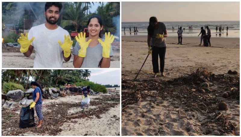 couple from Karnataka made headlines after both of them decided to clean up a beach instead of going for their honeymoon