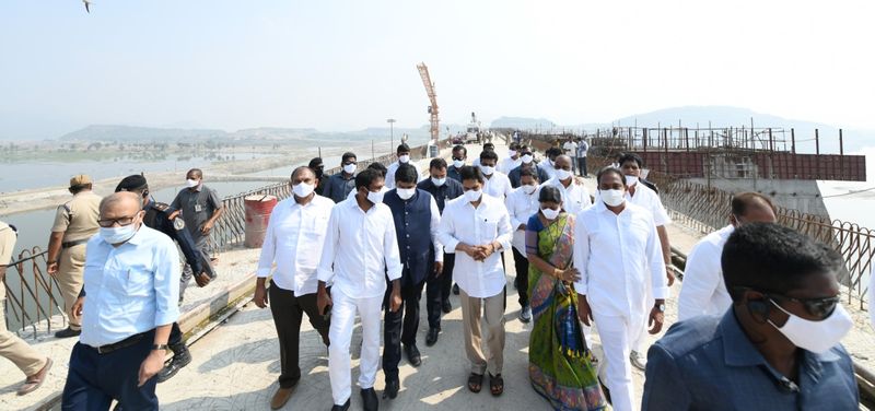 AP CM  YS Jagan inspect Polavaram project works through aerial survey lns 